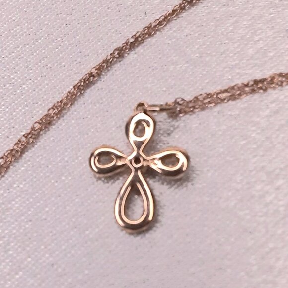 NEW 14kt Rose Gold and Diamond Cross Necklace - Picture 7 of 11